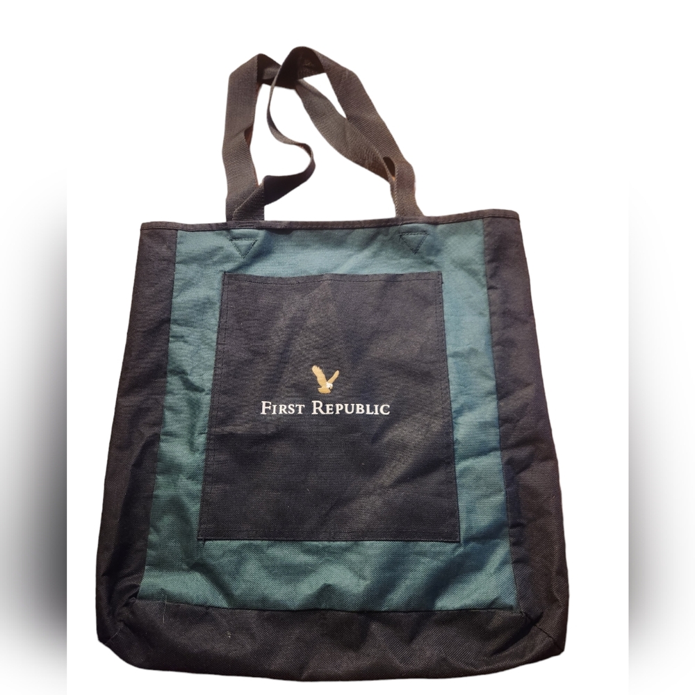 First Republic Bank Tote Bag Green Black swag advertisement logo Banking
